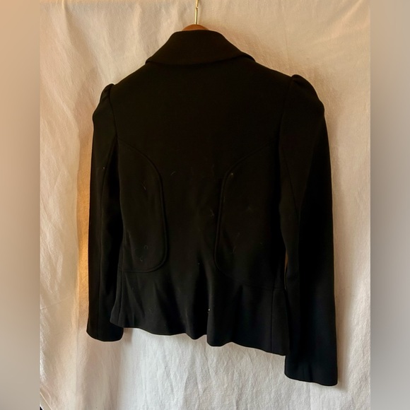 Diane Von Furstenberg Black Blazer Puff Sleeve Snap Button Womens 8 - Picture 2 of 3